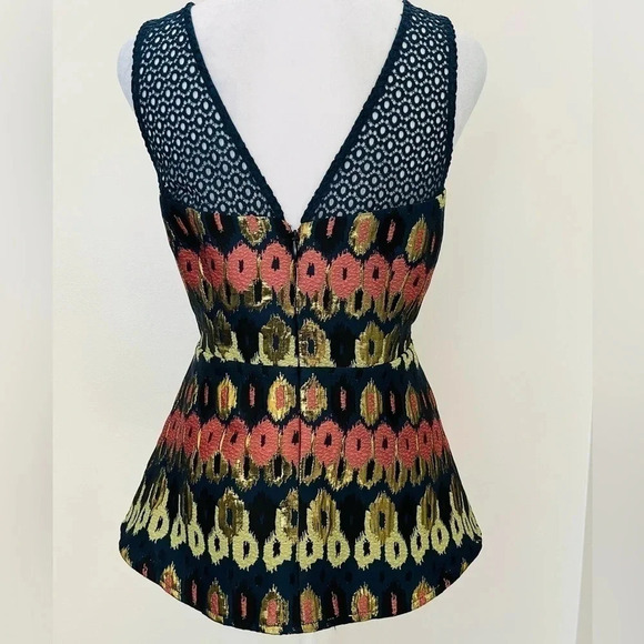 Anthropologie HD in Paris Jacquard Peplum Top sz 6 - Picture 5 of 12